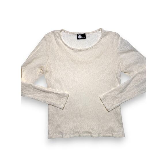 Vintage First Option Textured Double Line Cream Lace Long Sleeve Medium - Picture 3 of 12